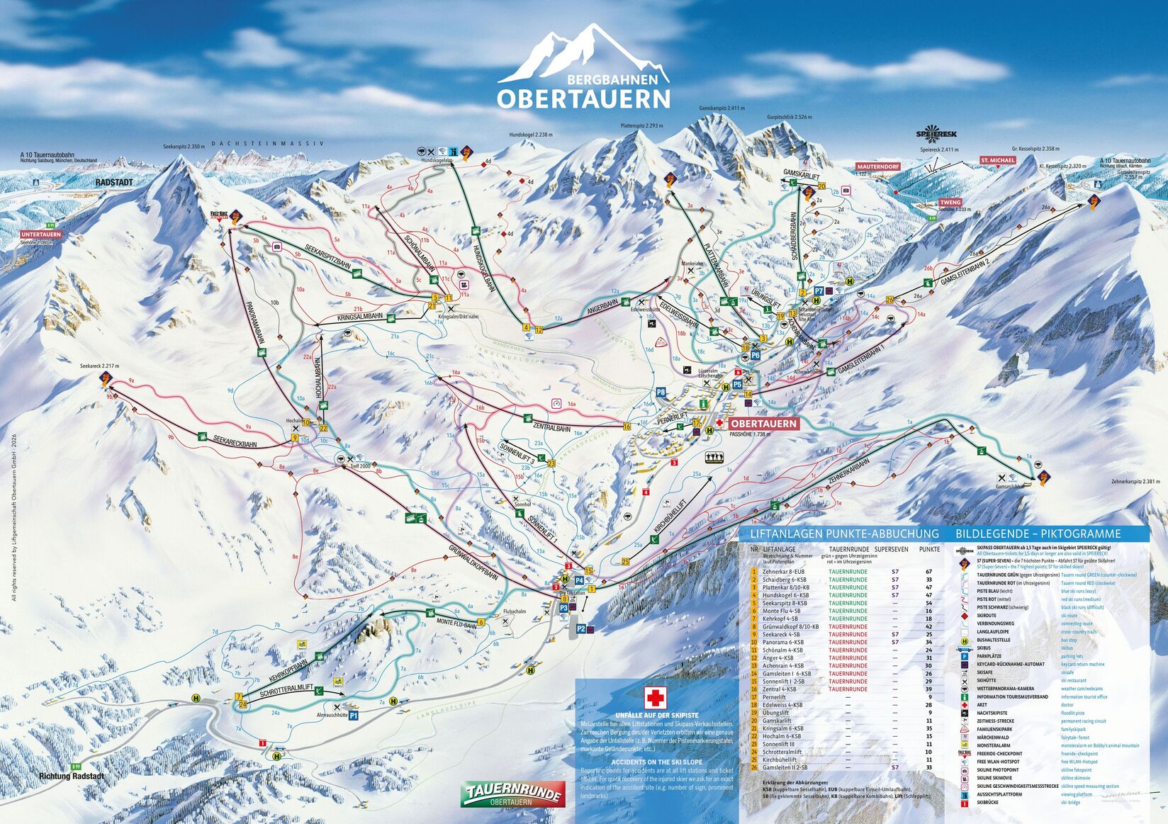 Mapa ośrodka narciarskiego Obertauern